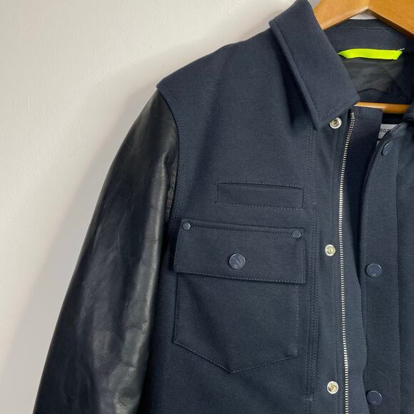 OAMC Over All Master Cloth Director Coat Jacket Cotton Leather Navy Blue Mens M - Picture 5 of 16